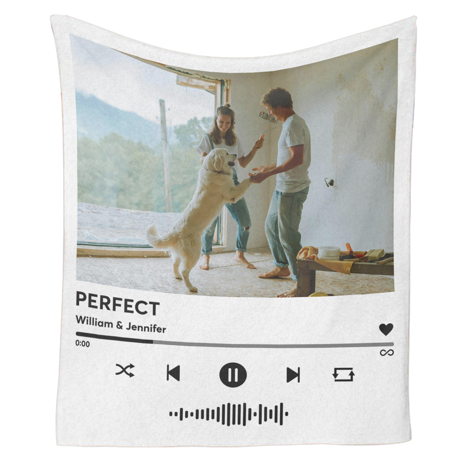 Personalized Music Blanket, Spotify-Style, Custom Photo & Name