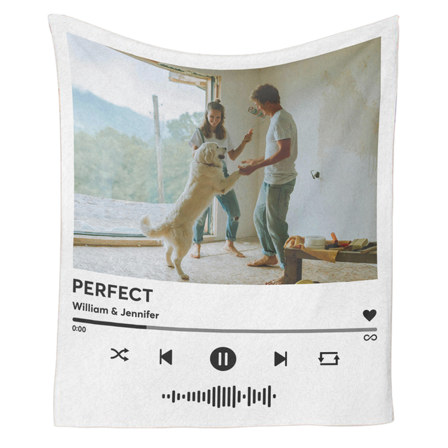 Personalized Music Blanket, Spotify-Style, Custom Photo & Name