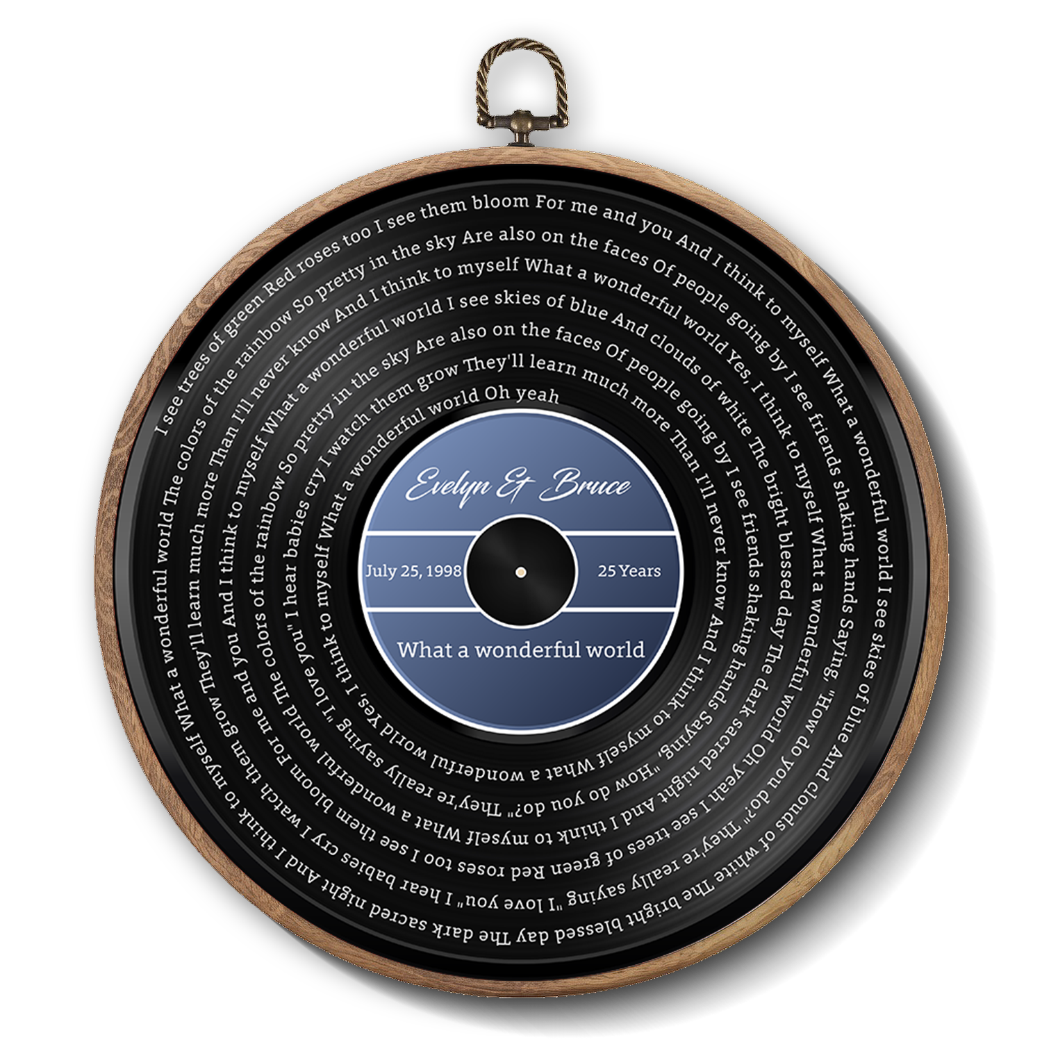 Personalized Song Lyrics Vinyl Record - Framed Round Wall Art - KARL02