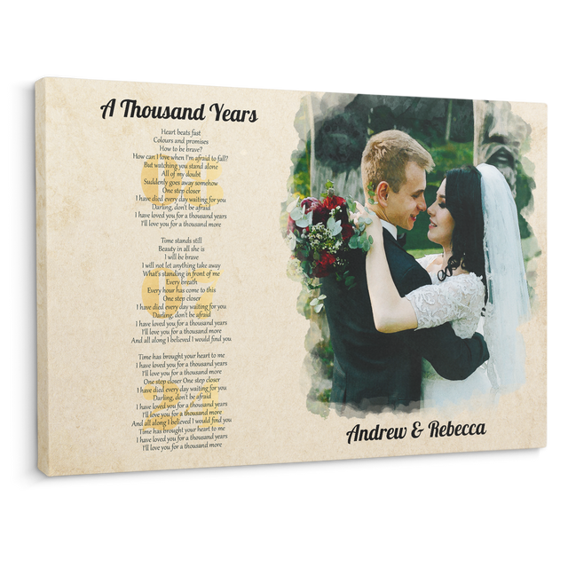 Custom Portrait Photo & Song Lyrics, Wedding Anniversary Gift