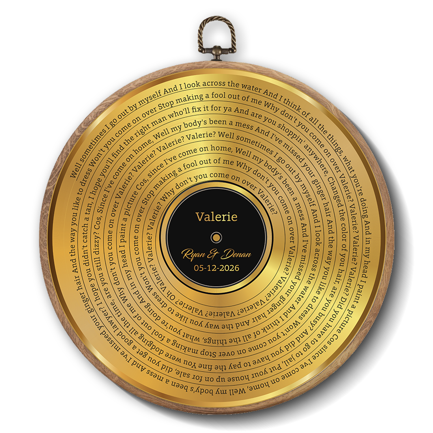 Personalized Song Lyrics Vinyl Record - Framed Round Wall Art - KARL03