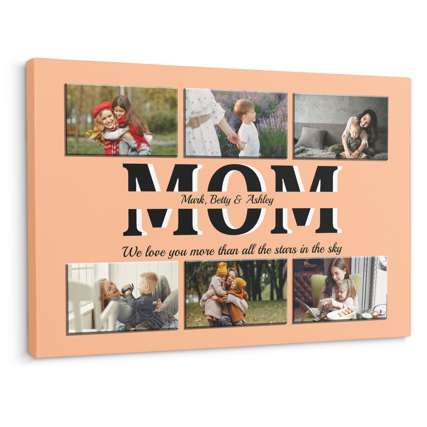 Mom Photo Collage Canvas Print With Text Custom 6 Pictures