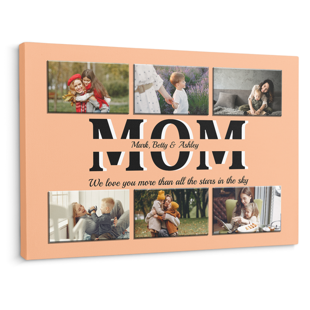 Mom Photo Collage Canvas Print With Text Custom 6 Pictures