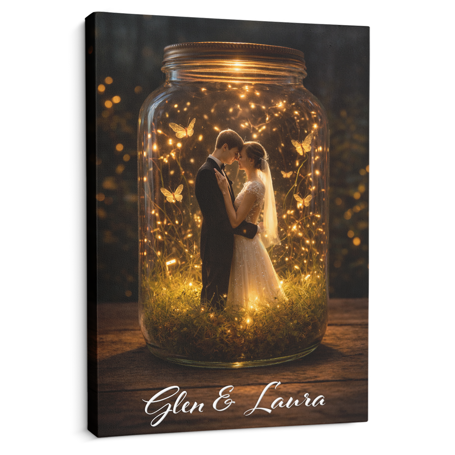 Personalized Couple Canvas Light Jar with Names – Valentine’s Day Gift
