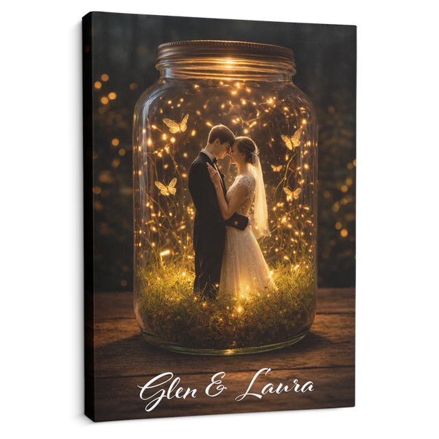 Personalized Couple Canvas Light Jar with Names – Valentine’s Day Gift