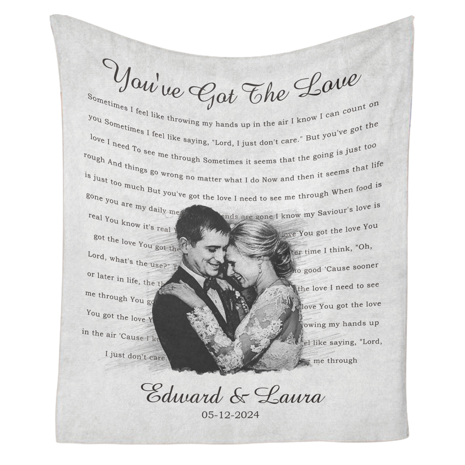 Personalized Wedding Blanket – Custom Photo, Names & Date