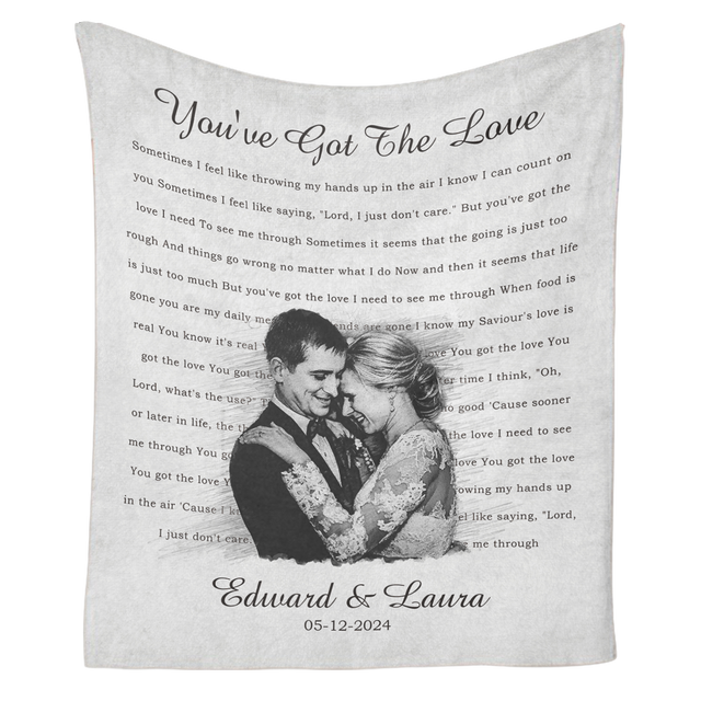 Personalized Wedding Blanket – Custom Photo, Names & Date