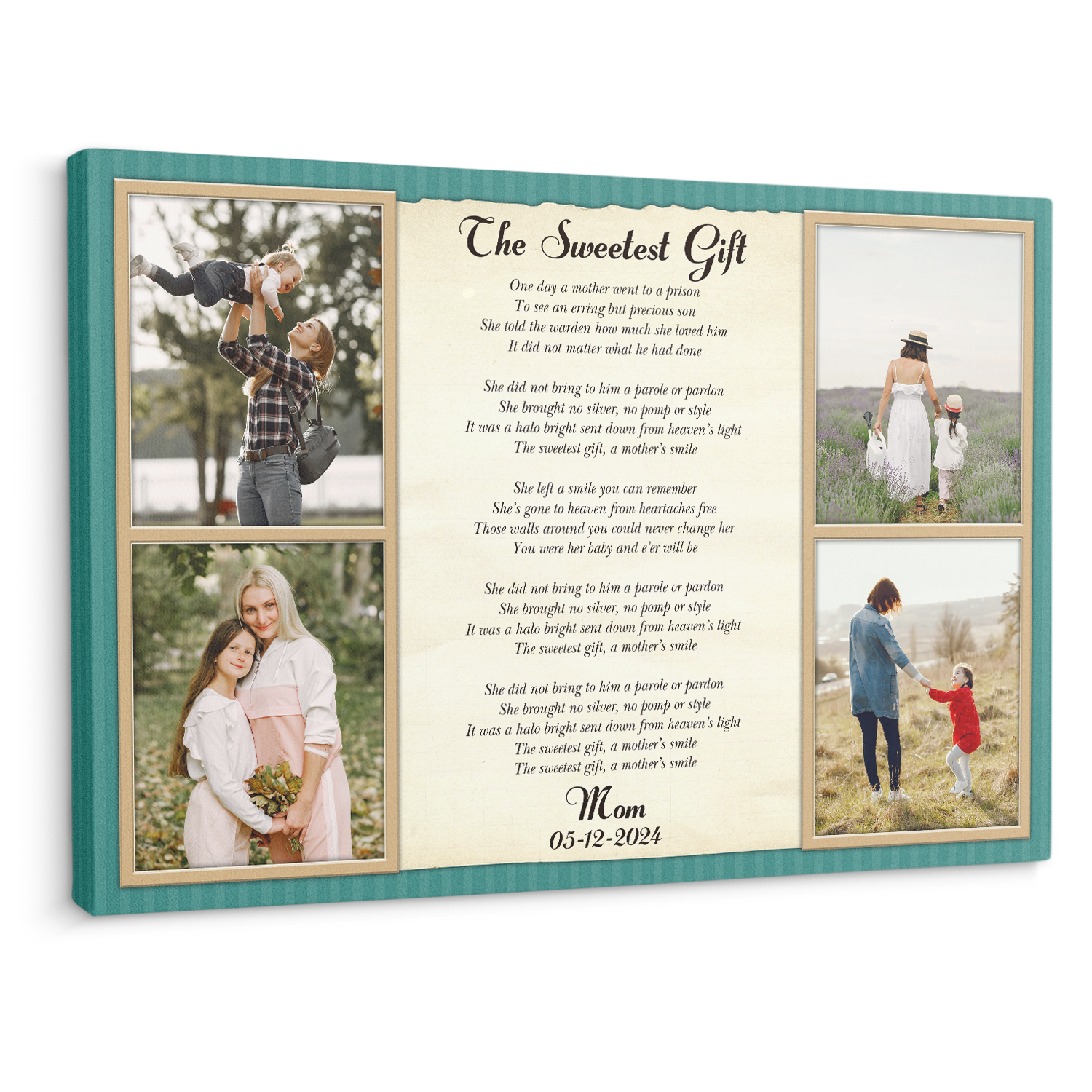 Mom Photo Song Lyrics Canvas Print Custom 4 Pictures