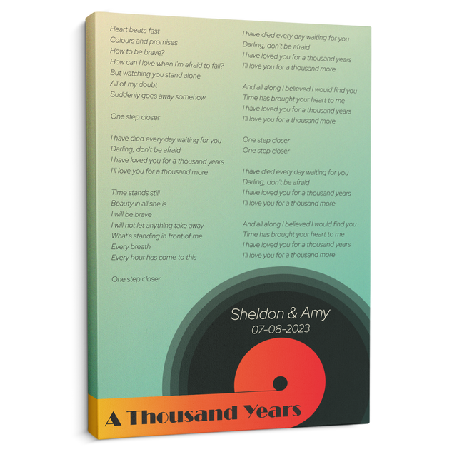 Elegant Gradient Vinyl Record Style Canvas - Personalization Song Lyrics & Name