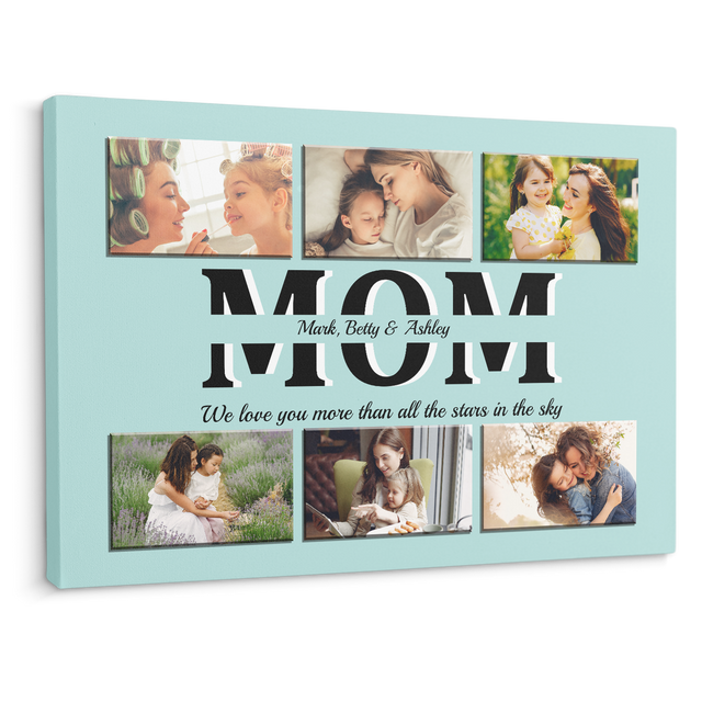 Mom Photo Collage Canvas Print With Text Custom 6 Pictures