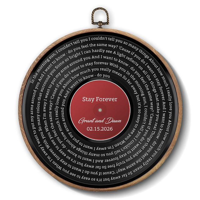 Personalized Song Lyrics Vinyl Record - Framed Round Wall Art - KARL01