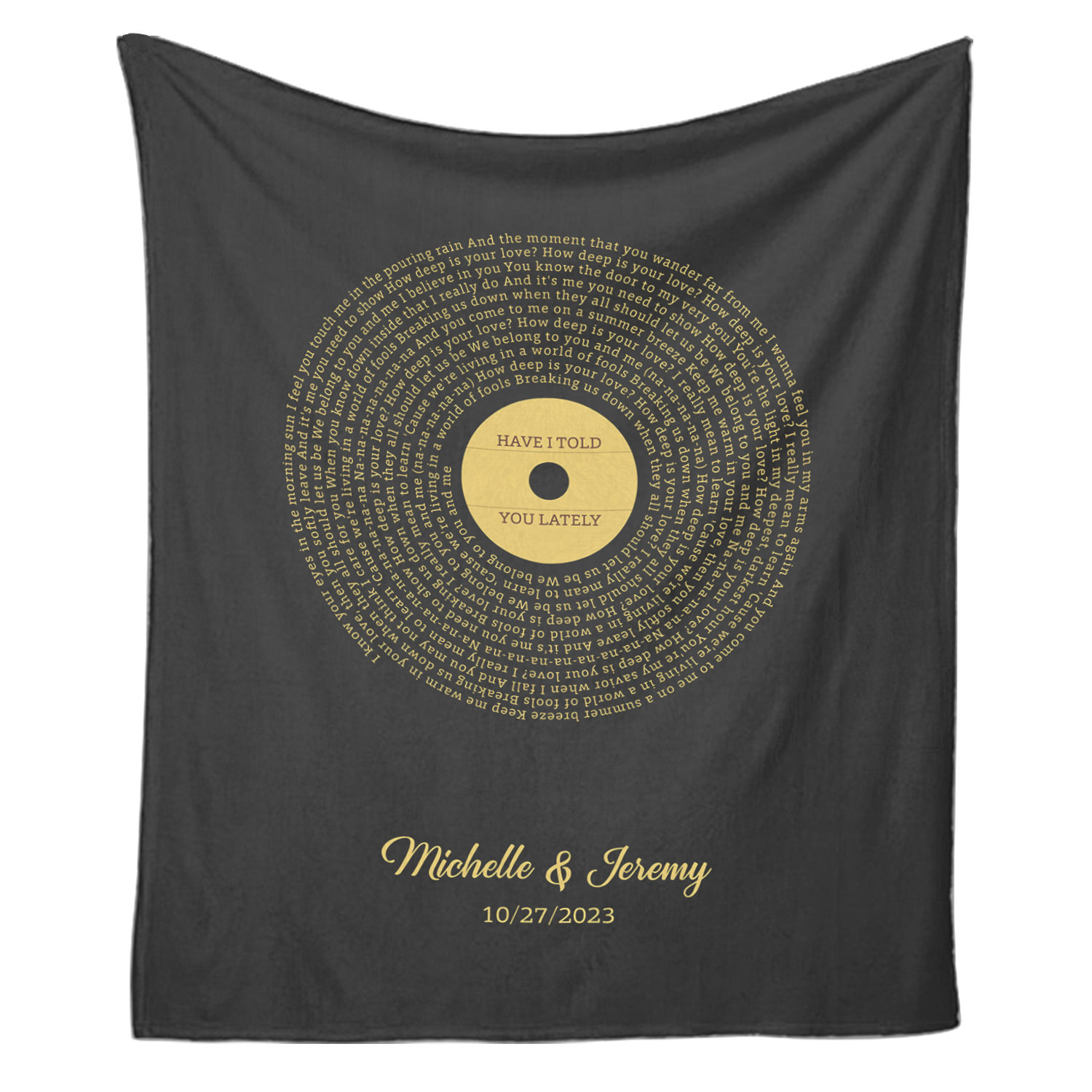 Personalized Vinyl Record Lyrics Blanket