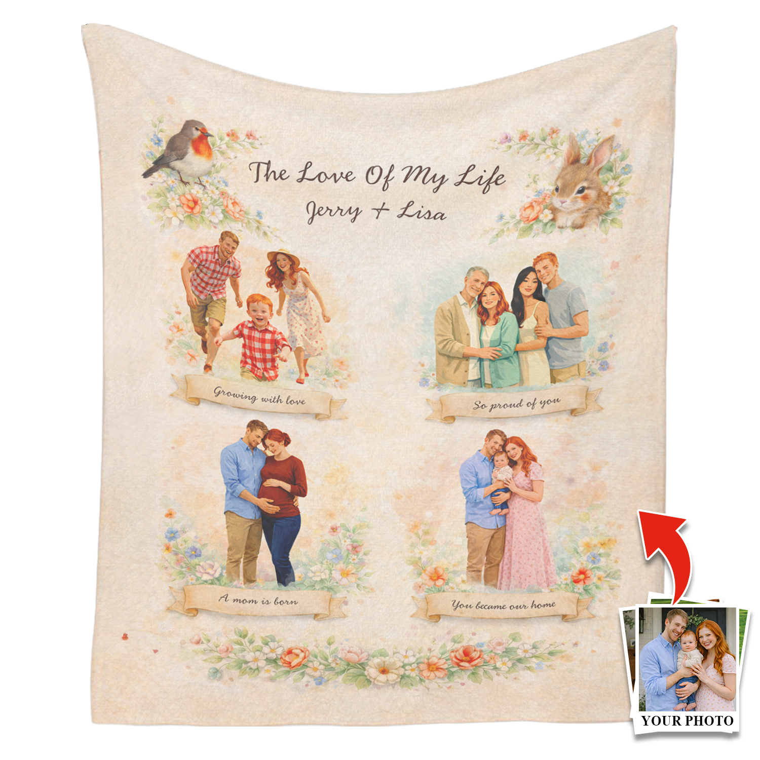 Personalized Mother’s Day Blanket Gift for Mom or Grandma