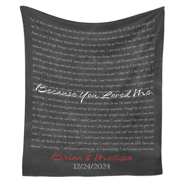 Custom Song Lyrics, Customizable Name And Date Black Background Blanket