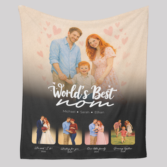 Personalized World’s Best Mom Blanket – Custom Photo Mother’s Day Gift