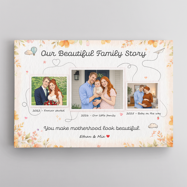 Personalized Family Story Canvas – Custom Photo Mother’s Day Gift