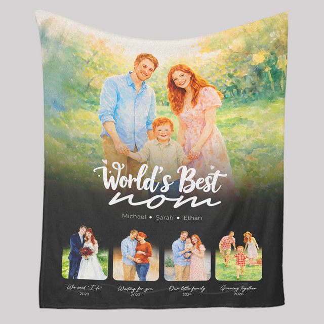 Personalized World’s Best Mom Blanket – Custom Photo Mother’s Day Gift