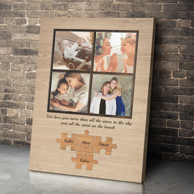 Custom Photo Collage, Customizable Name And Text Canvas Wall Art