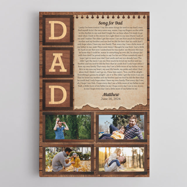 Custom Dad Photo Collage Canvas Wall Art