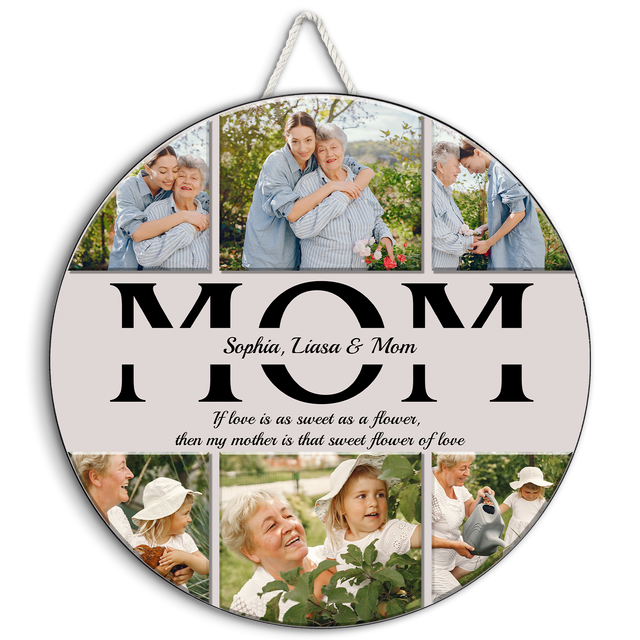 Mom, Custom Photo, Customizable Name, Round Wood Sign