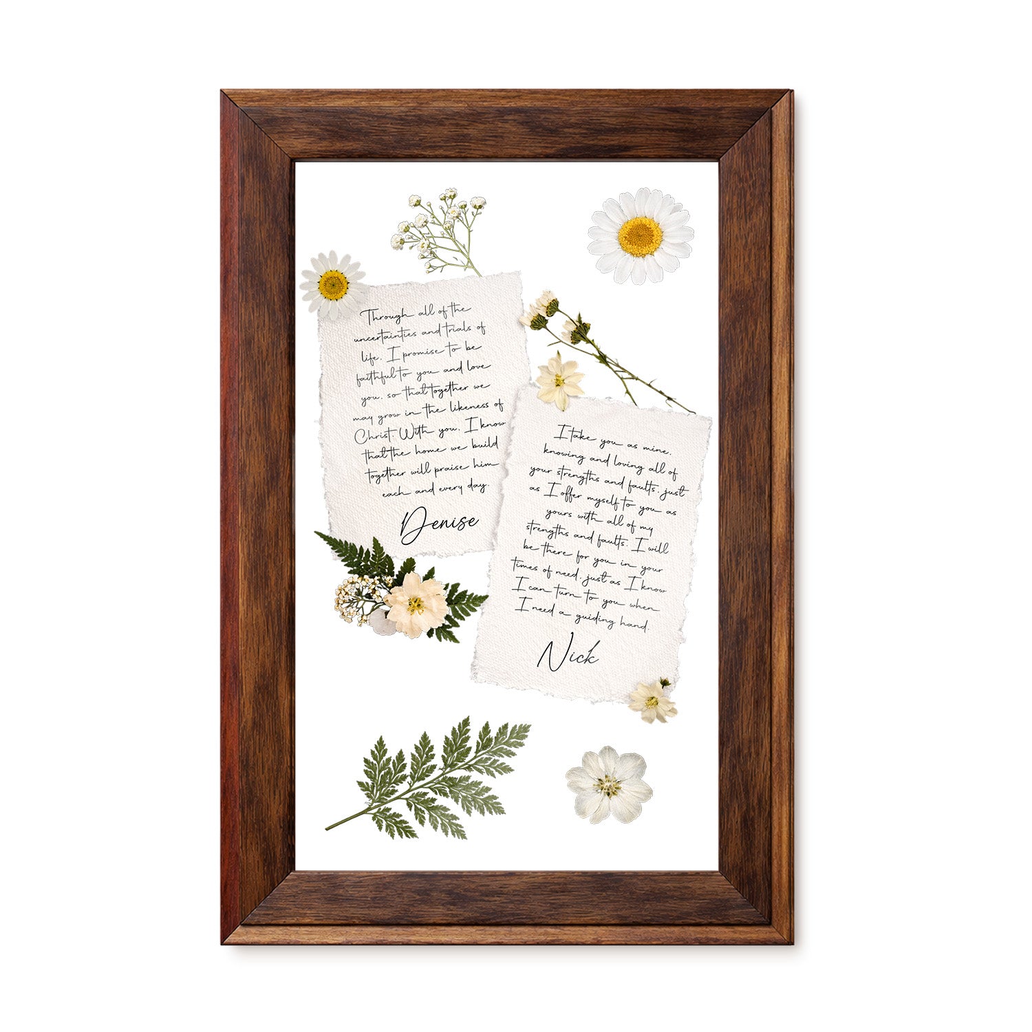 Personalized Wedding Vows 2 Layered Mix Wooden Art 8x12 inch KR04