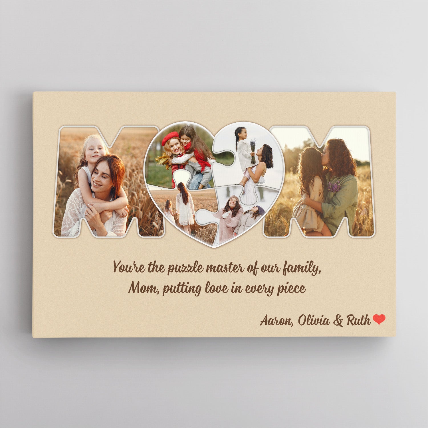 Personalized MOM Puzzle Photo Collage Canvas Wall Art