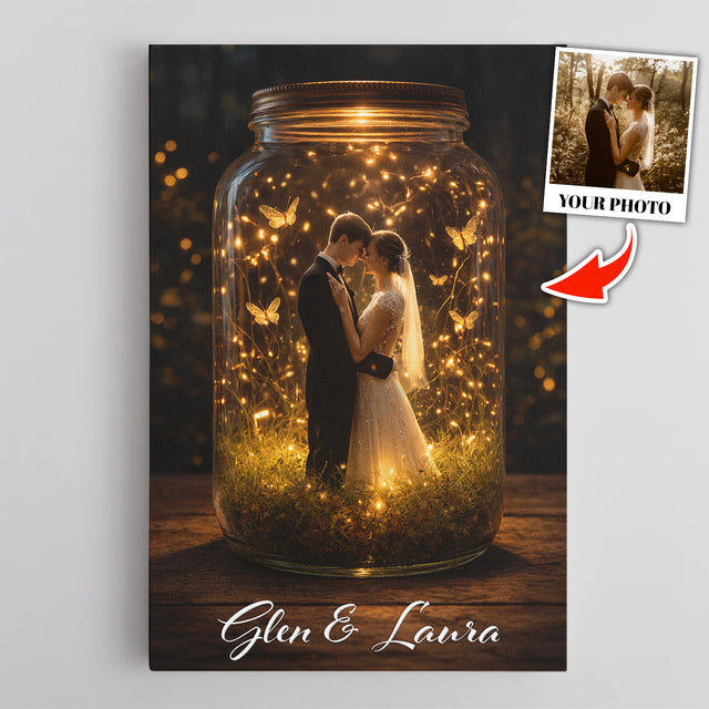 Personalized Couple Canvas Light Jar with Names – Valentine’s Day Gift