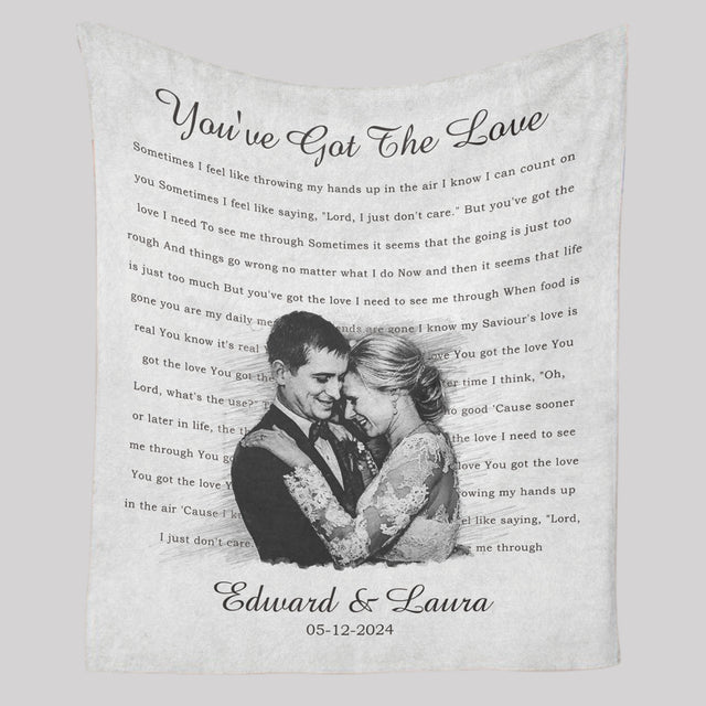 Personalized Wedding Blanket – Custom Photo, Names & Date