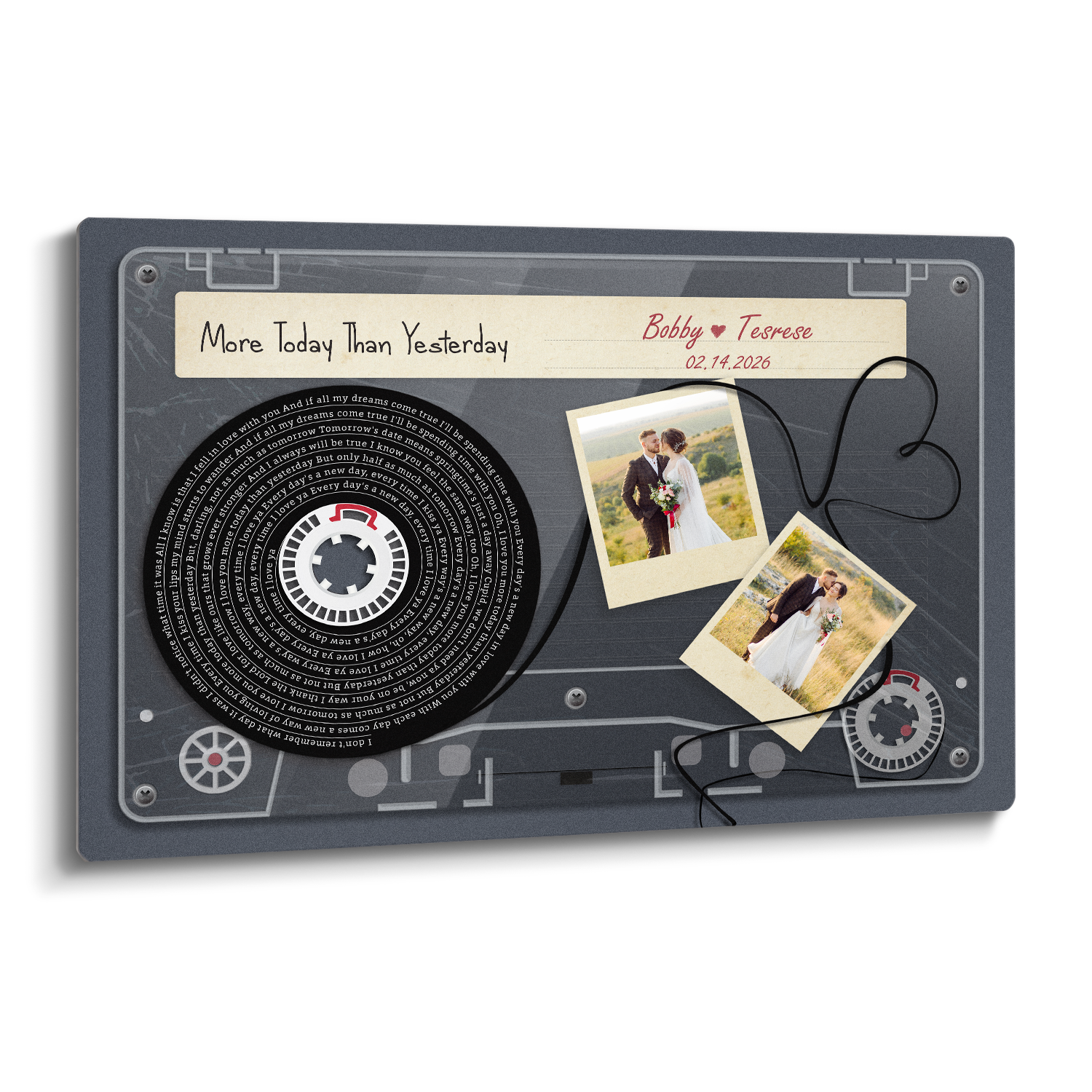 Personalized Cassette Photo & Song Lyrics Metal Print