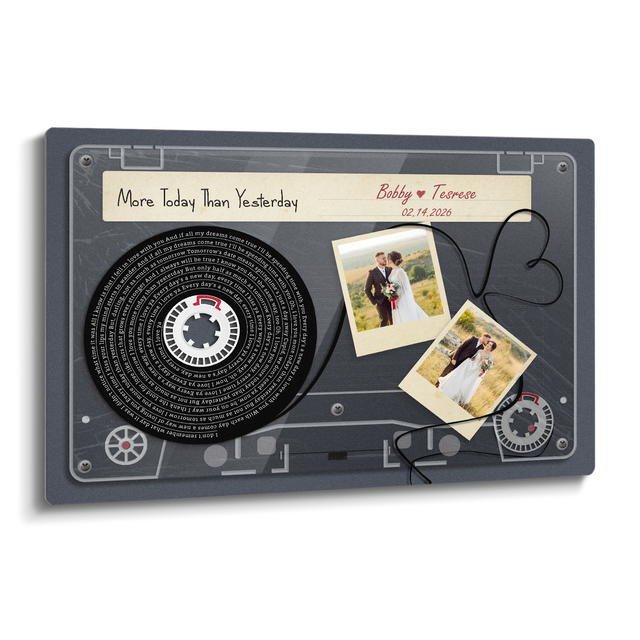 Personalized Cassette Photo & Song Lyrics Metal Print