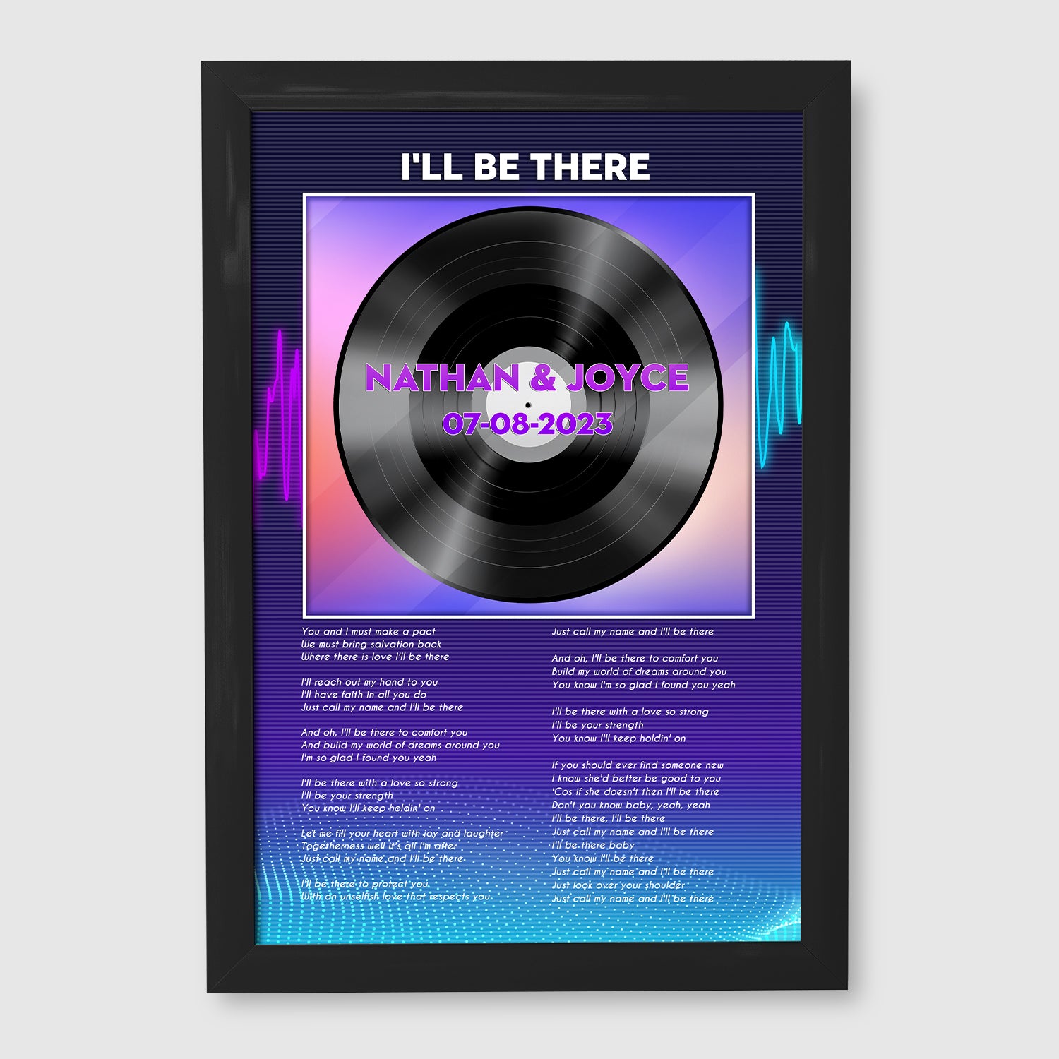 Personalized Song Lyrics Vinyl Record Framed Art Print