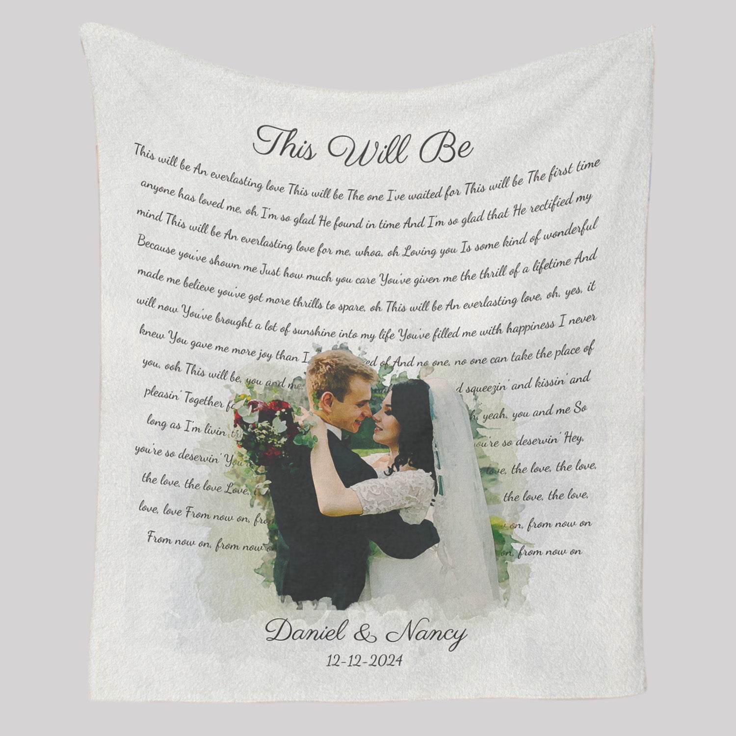 Custom Song Lyrics Blanket –  Couple Photo Portrait