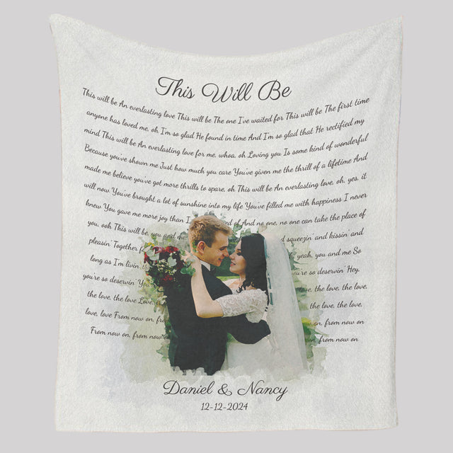 Custom Song Lyrics Blanket –  Couple Photo Portrait