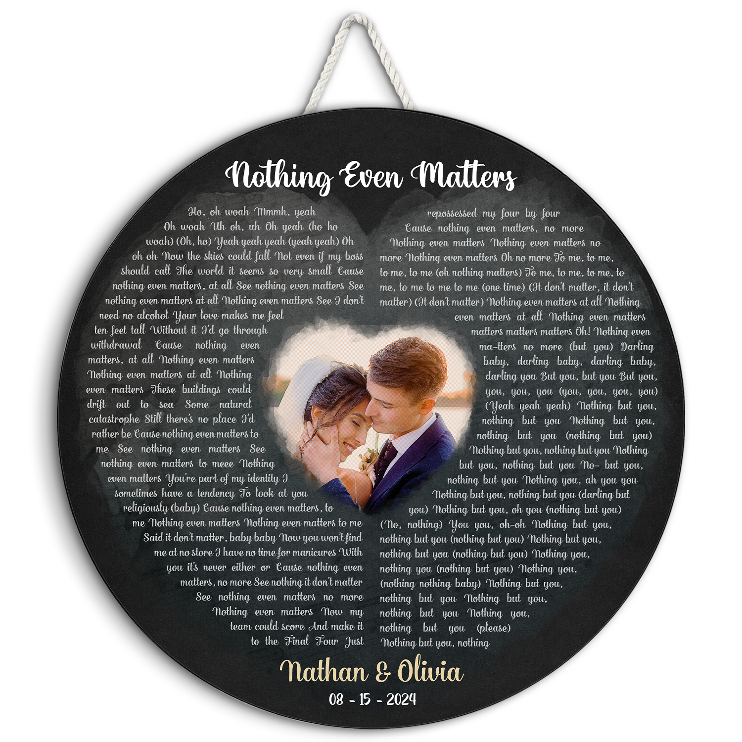 Custom Newly Wedding Couple Portrait Round Sign