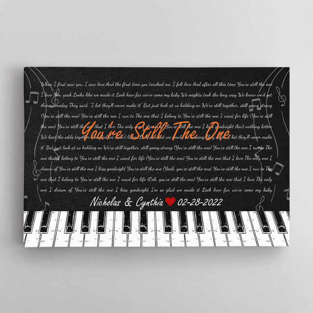 Custom Song Lyrics, Customizable Text, Piano Art, Canvas