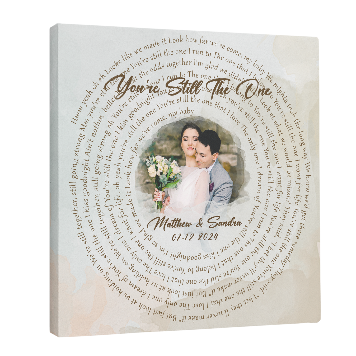 Custom Wedding Song Lyrics, Watercolor Couple Portrait Wall Art