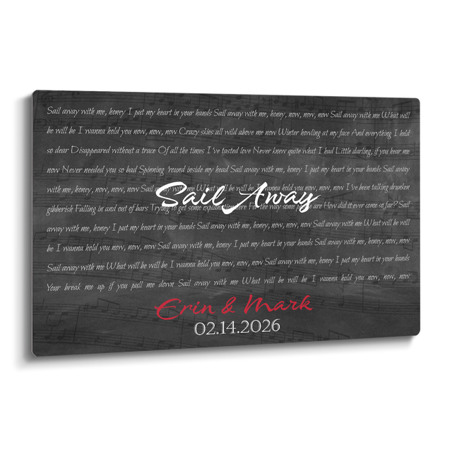 Personalized Song Lyrics & Custom Name Metal Print