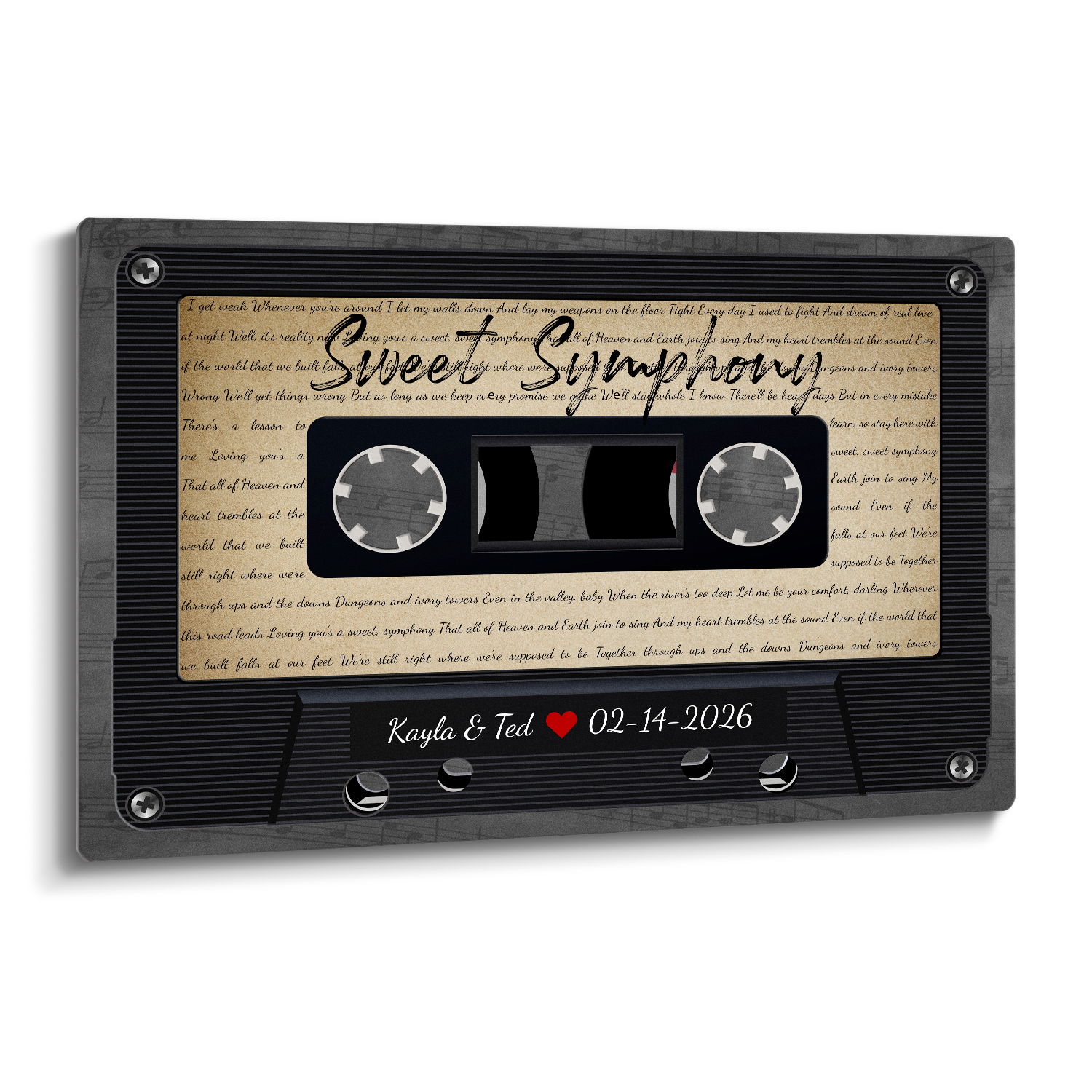 Personalized Retro Cassette Song Lyrics Metal Print