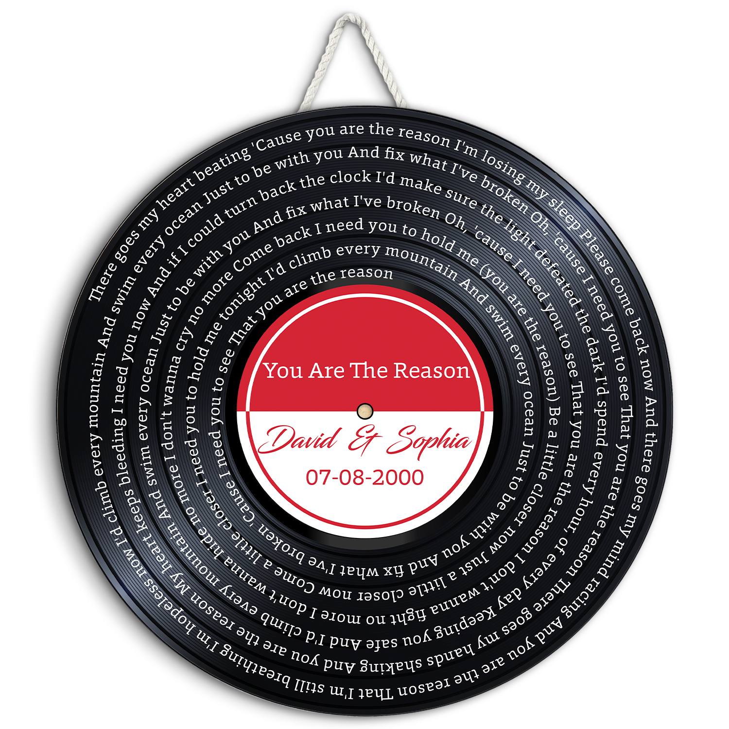 Custom Song Lyrics, Customizable Song Name And Text, Vinyl Record, Round Wood Sign