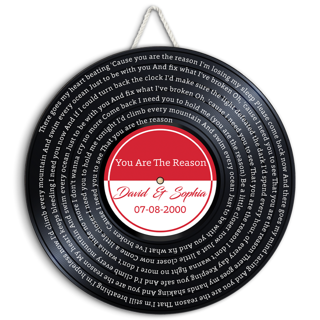 Custom Song Lyrics, Customizable Song Name And Text, Vinyl Record, Round Wood Sign