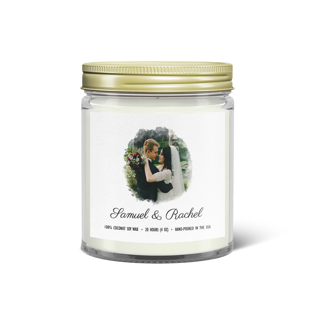 Custom Photo & Name Candle – Personalized Wedding Keepsake