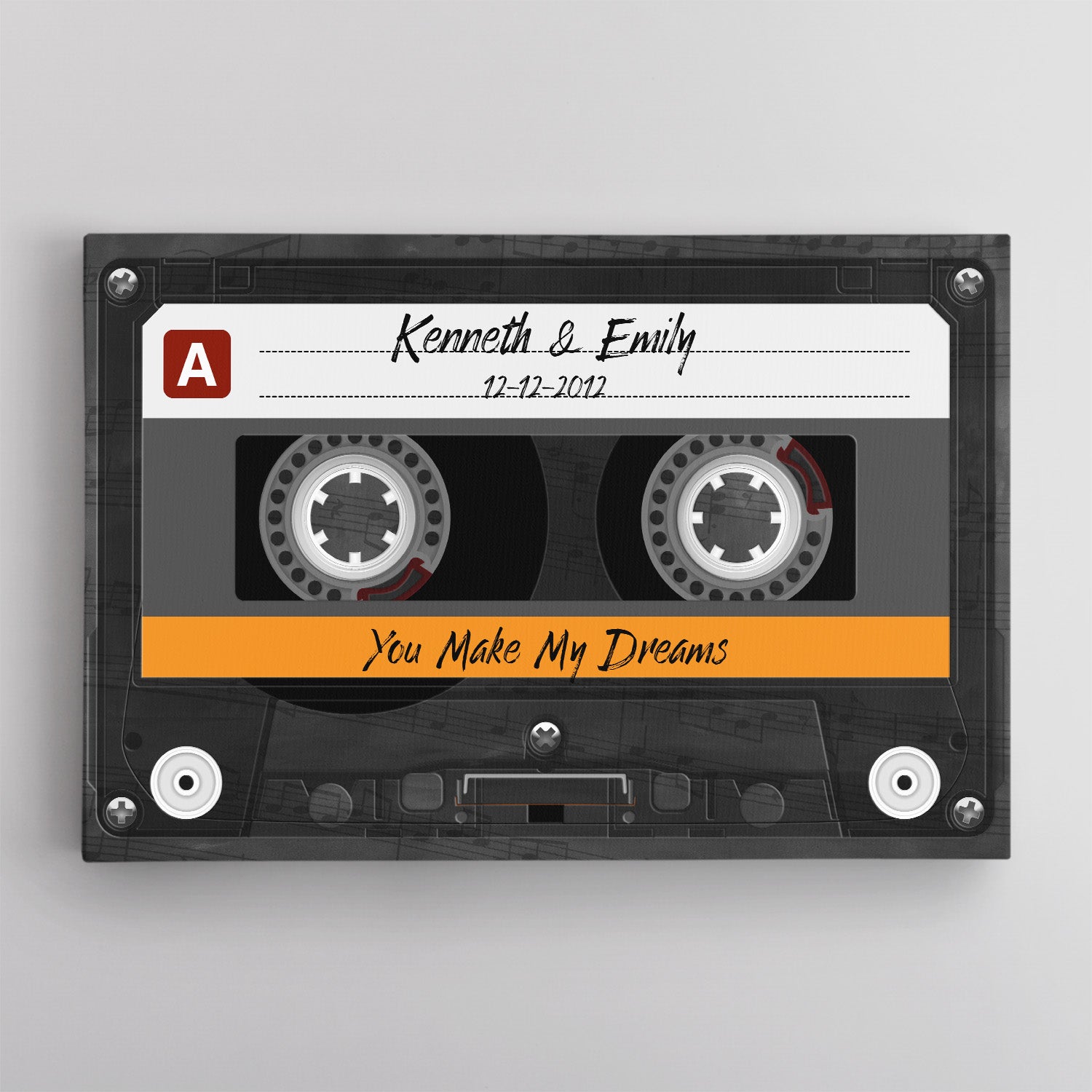 Custom Song Name, Customizable Name And Date Cassette Tape Canvas Wall Art