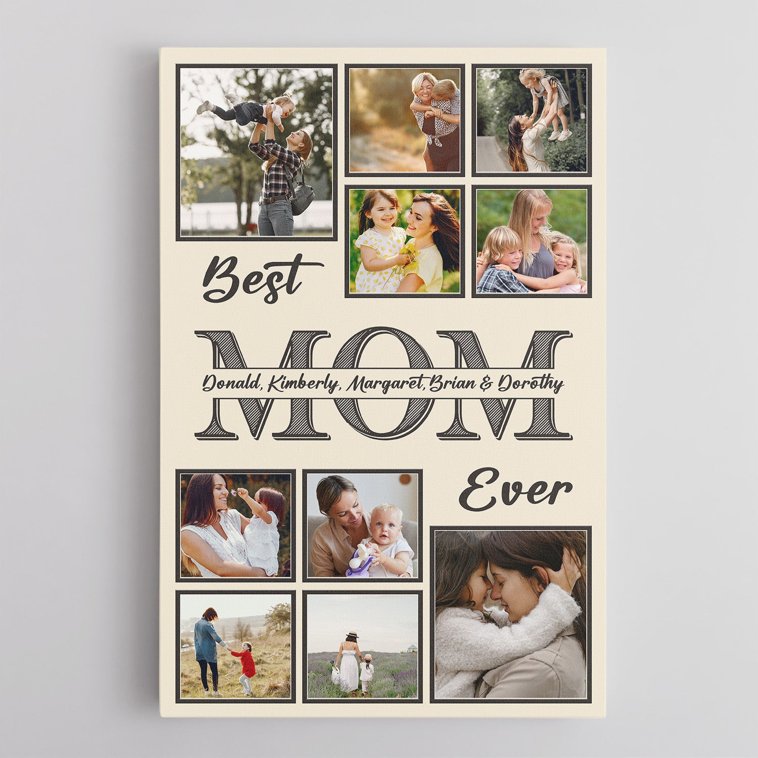 Personalized Best Mom Ever Photo Collage Canvas Custom 10 Pictures
