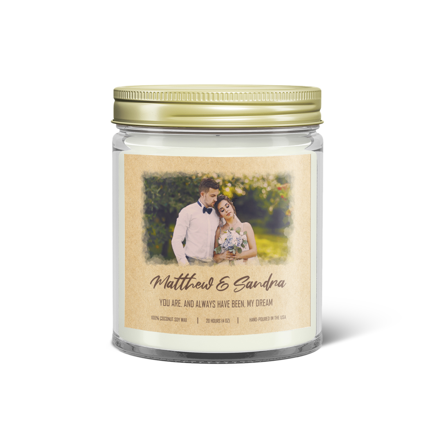 Custom Watercolor Photo Candle – Personalized Romantic Keepsake