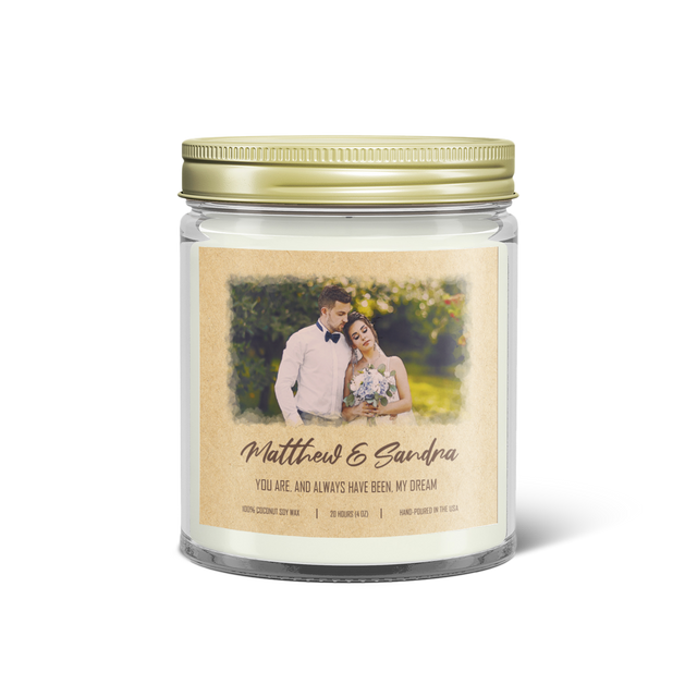 Custom Watercolor Photo Candle – Personalized Romantic Keepsake