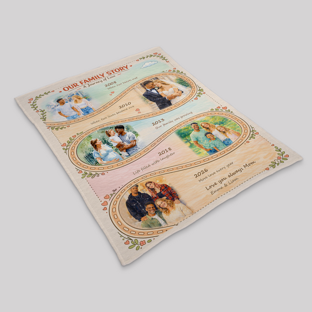 Mother’s Day Gift for Mom, Personalized Family Story Blanket