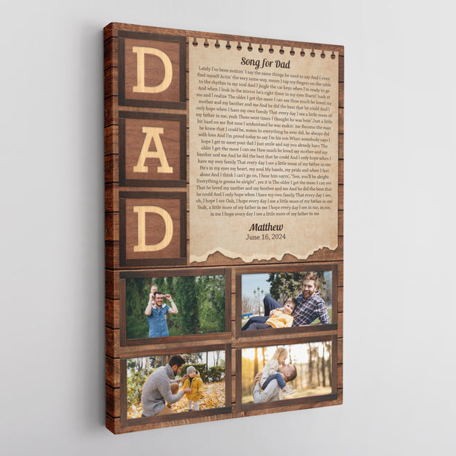 Custom Dad Photo Collage Canvas Wall Art