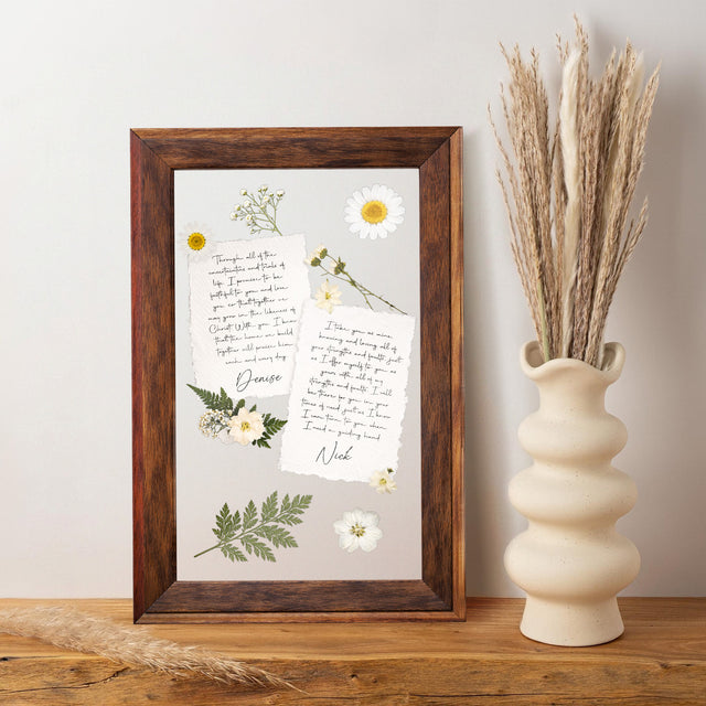 Personalized Wedding Vows 2 Layered Mix Wooden Art 8x12 inch KR04