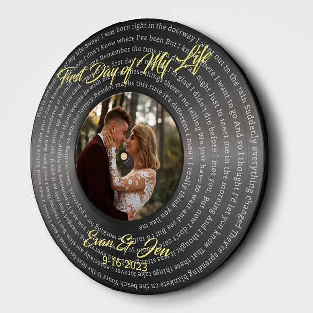 Custom Song Lyrics, Upload Photo, Customizable Song Name And Text Round Wood Sign