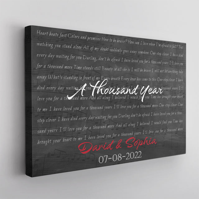 Custom Song Lyrics And Customizable Text Black Background Canvas